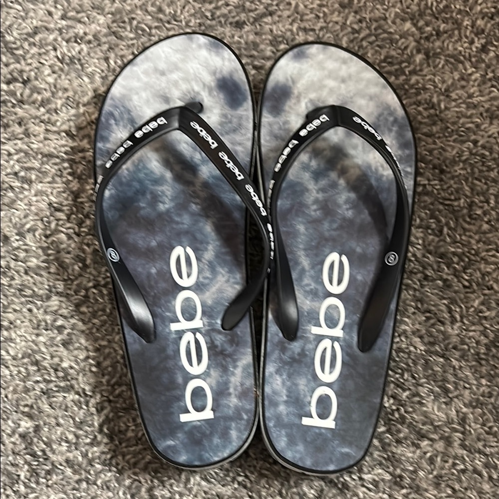 Bebe Monochrome Flip Flops